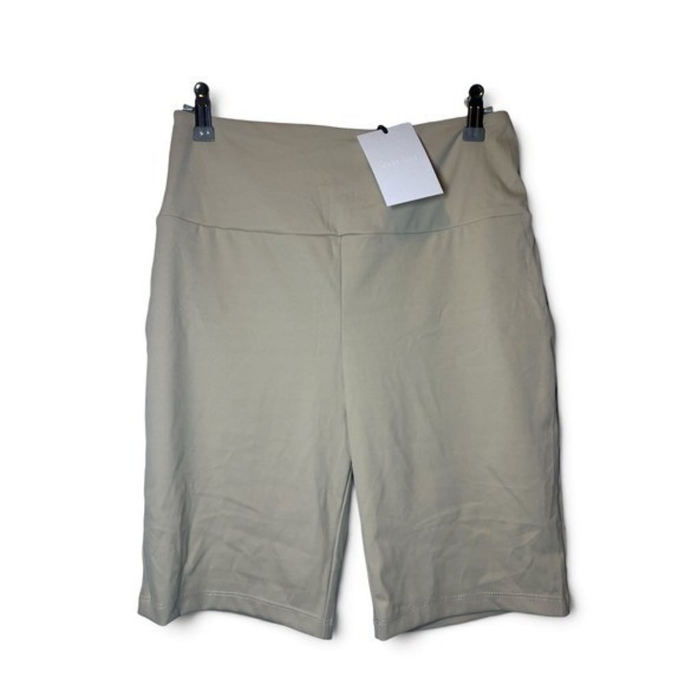 Grey Lab Women S Khaki Biker Shorts High Rise Silky Stretch Nylon Spandex Gym